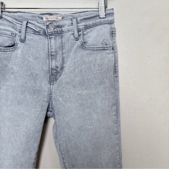 Levi's Womens 26 720 High Rise Super Skinny Jeans Grey Wash - Picture 5 of 16